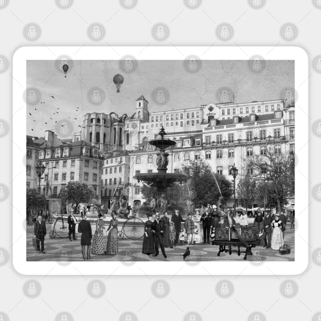 The Magic of Rossio, Lisbon (Monocrome) Sticker by PrivateVices